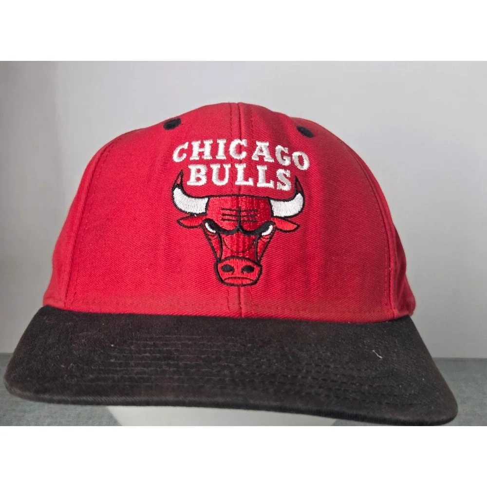 Vintage TISA Chicago Bulls Hat Cap Snapback Red Black Retro Adidas